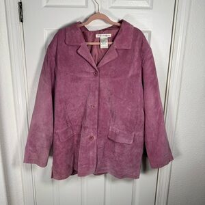 Chic 100% Leather Blazer in Dusty Rose